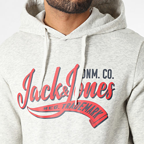 Sweat Capuche Logo Gris Chiné
