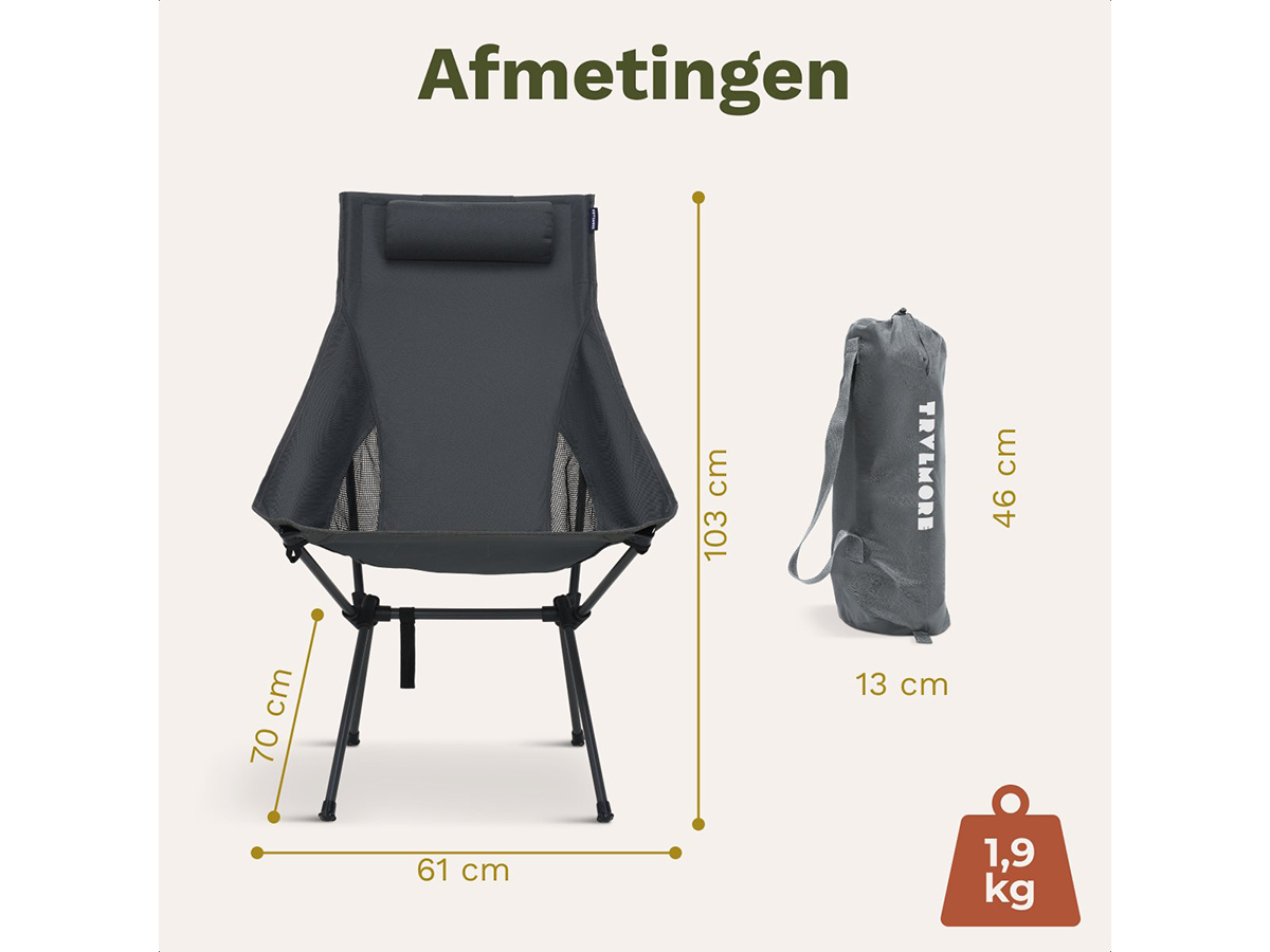 TRVLMORE Compact Plus Campingstoel - Grey