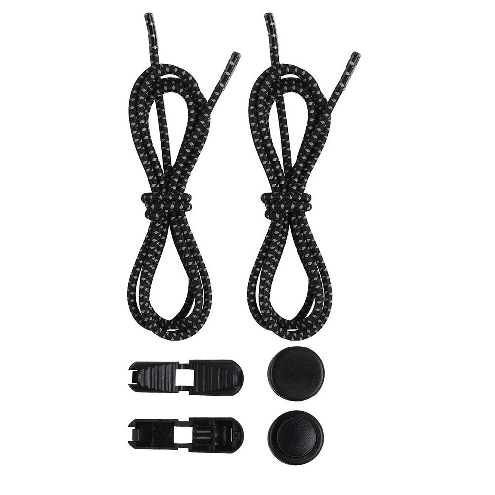(1 Paar) 120cm Elastische Schnellverschluss Schnürsenkel ohne Binden Schnellschnürsystem - Schwarz