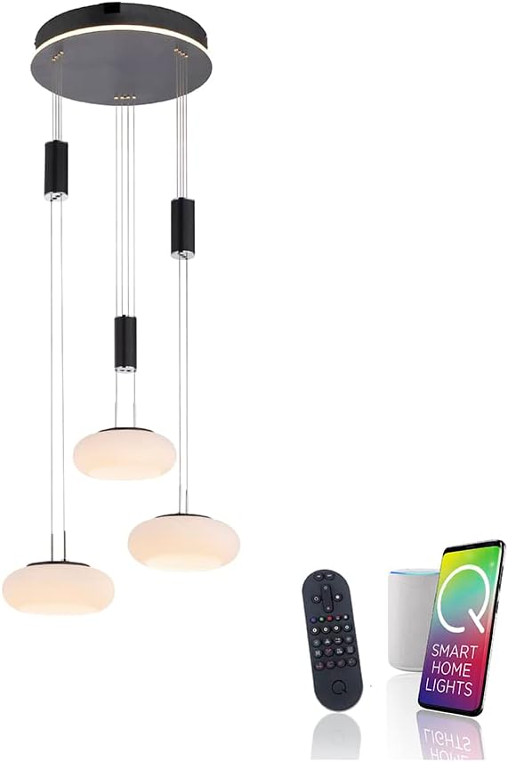 Paul Neuhaus LED Pendelleuchte aus Glas, Q Etienne Smart Home, CCT Lichttemperaturwechsel, höhenverstellbar, Fernbedienung…
