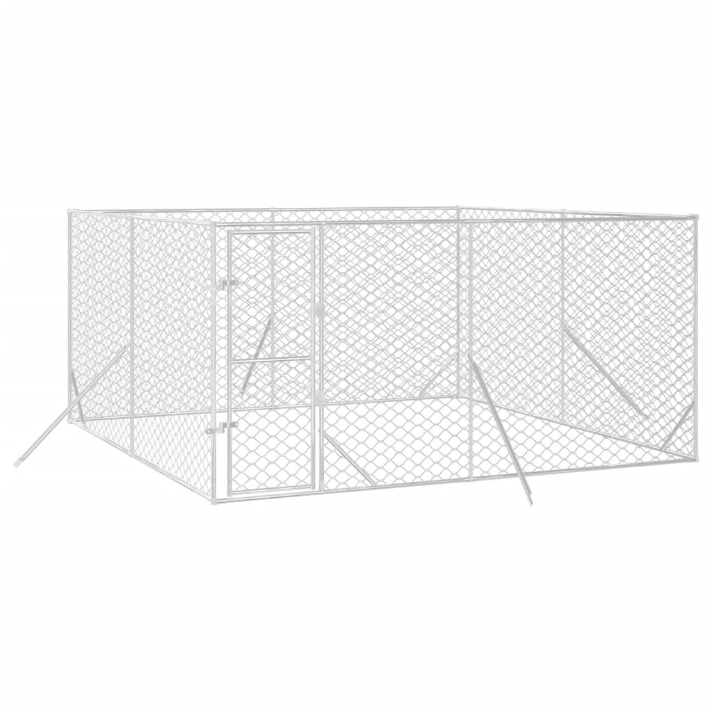 Chenil d'extérieur pour chiens argenté 4x4x2 m acier galvanisé