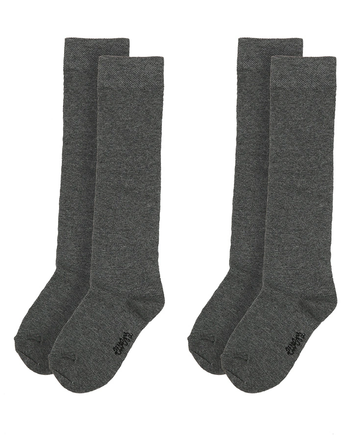 Kniestrümpfe BASIC 2er-Pack in anthrazit melange
