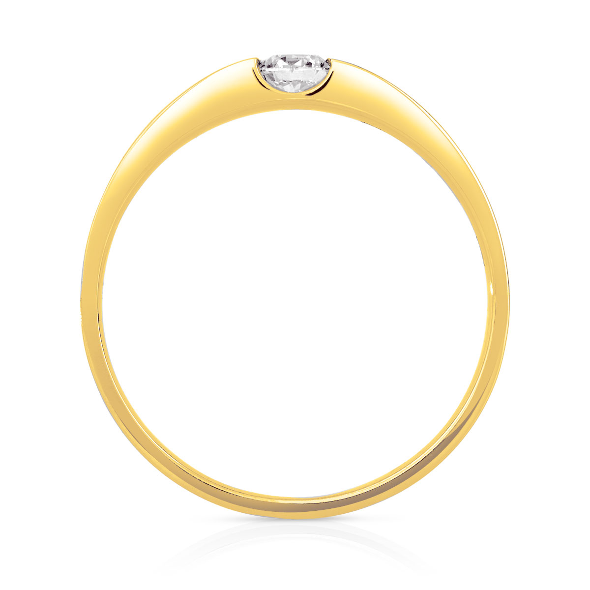 Bague solitaire or 750 jaune diamant 15/100e de ca