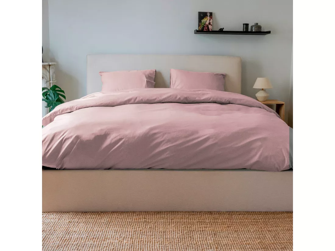 Taie d'Oreillers 65x65 cm - Rose Pâle - 100% percale de coton - Morphea