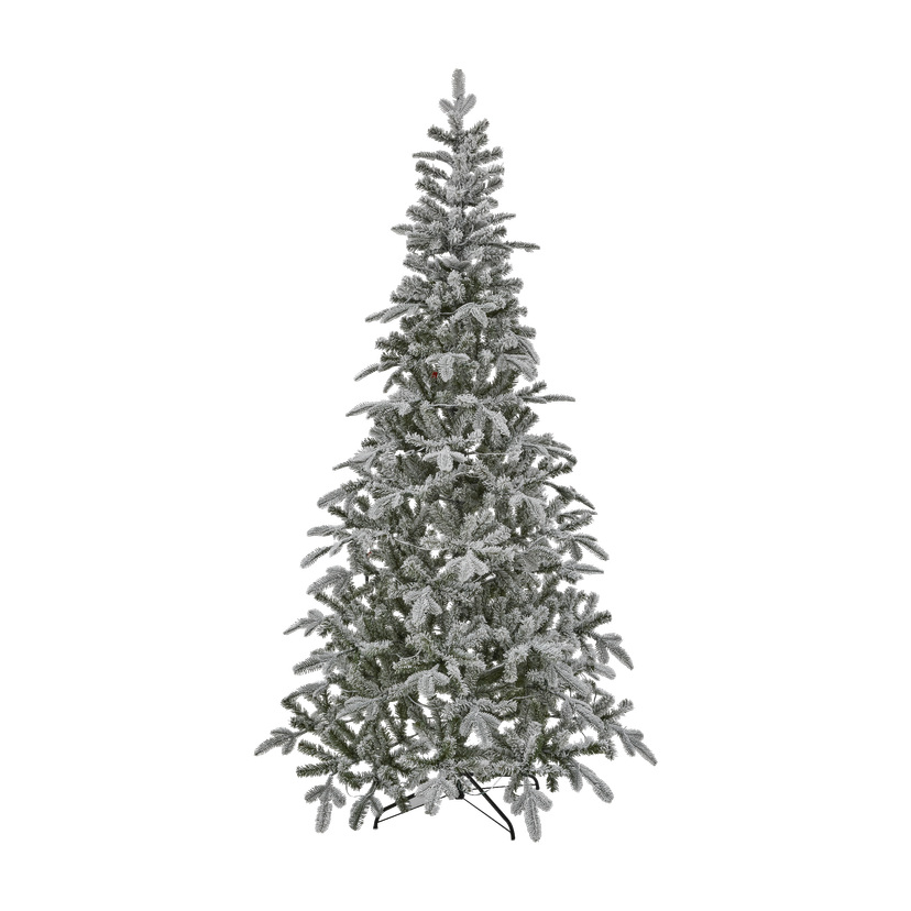 Naturtro juletre med kunstsnø og LED-belysning 230 cm