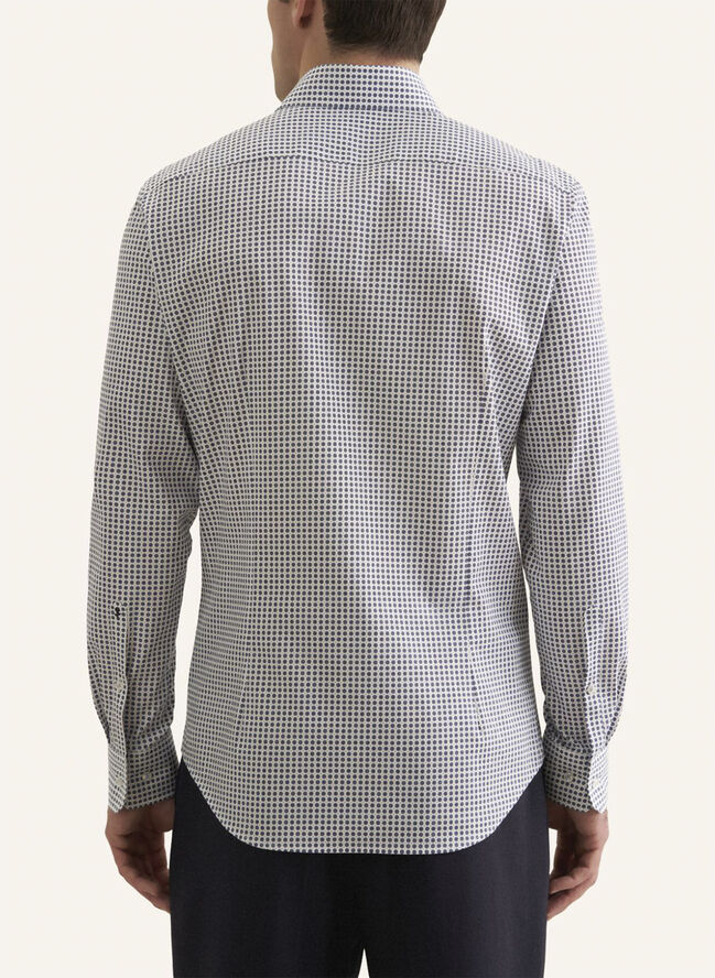Seidensticker Performance shirt Slim Long sleeve Kent-Collar Print Blue