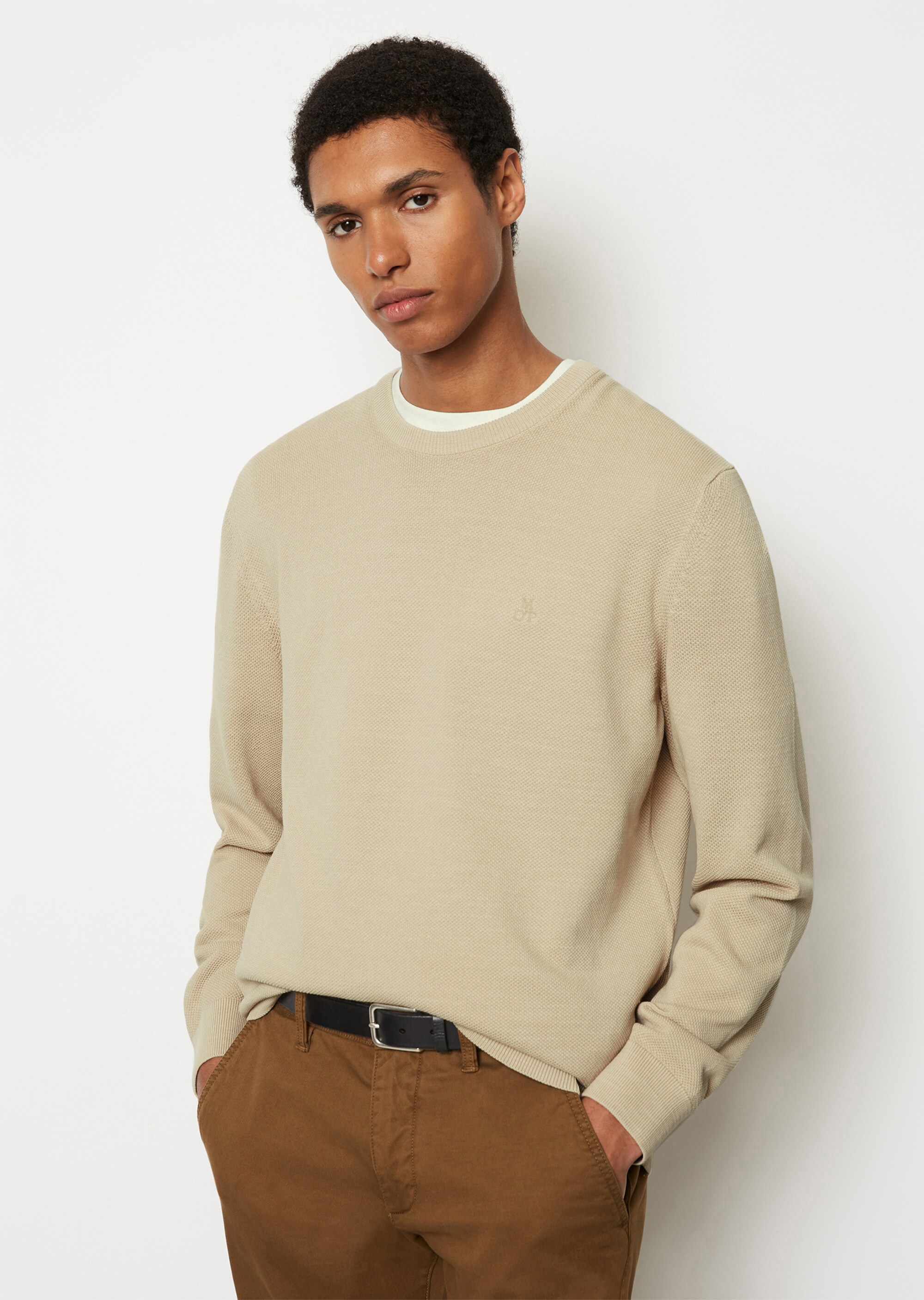 Pullover regular mit feiner Piqué-Struktur