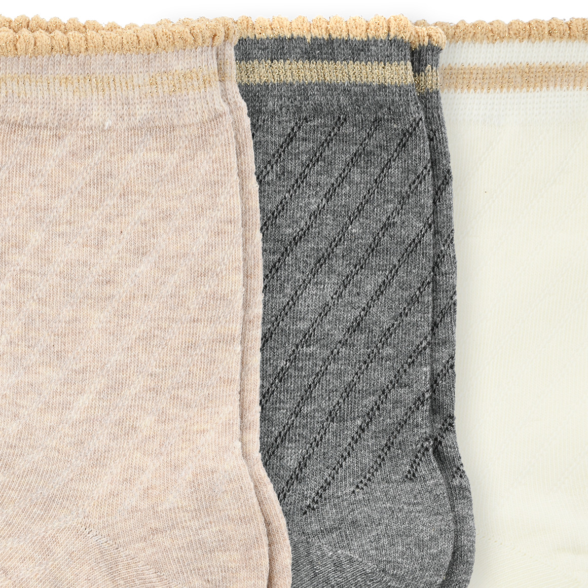 Gina Benotti 3 Paar Damen Socken mit Effektgarn cremeweiss / beige / grau