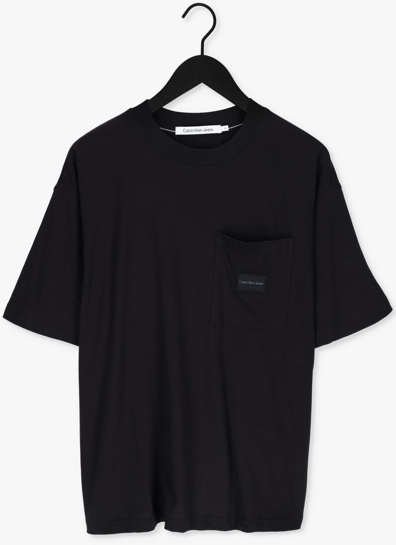 CALVIN KLEIN zwarte calvin klein t-shirt shrunken badge pocket tee