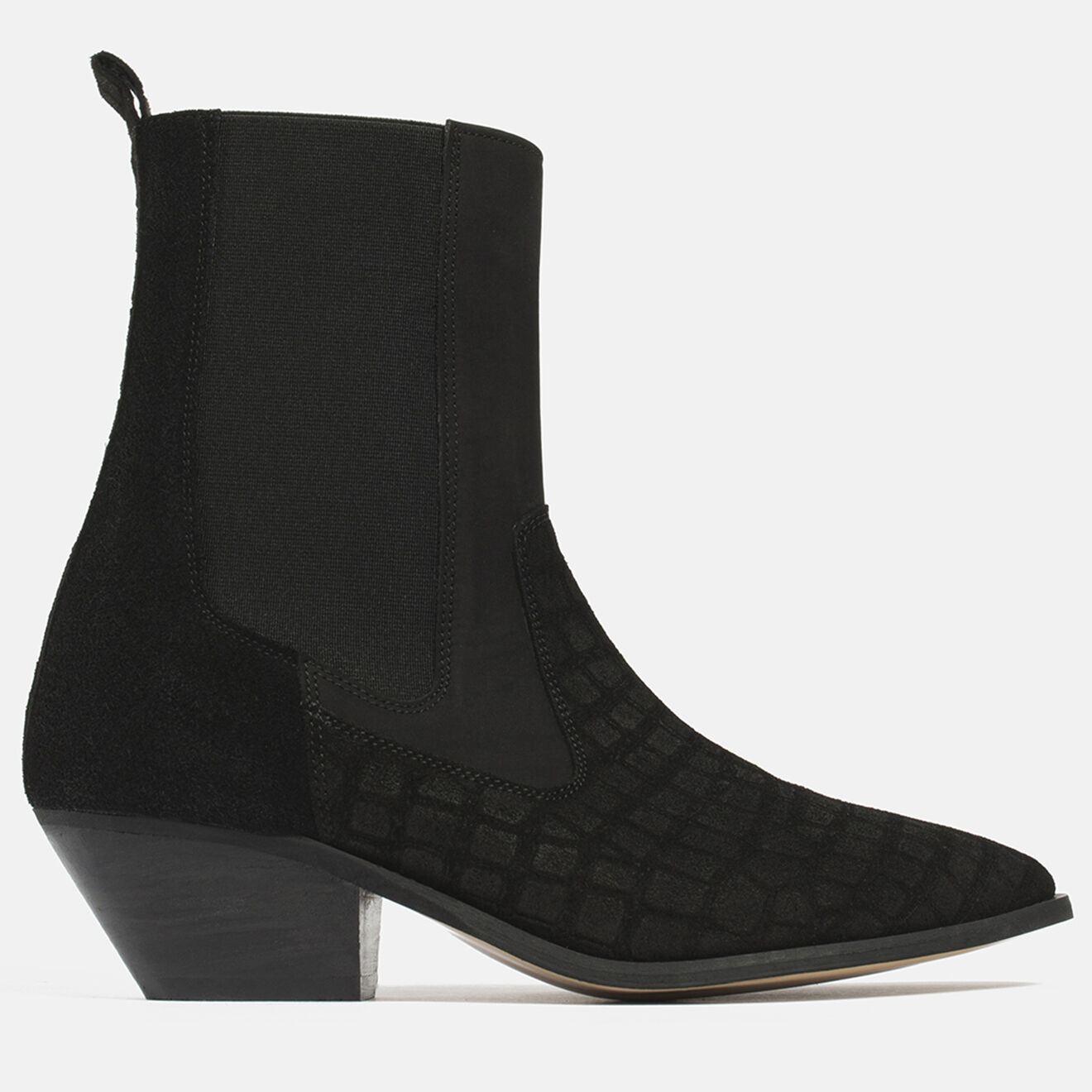 L37 Chelsea boots en Velours de Cuir Upside Down noires - Talon 5 cm