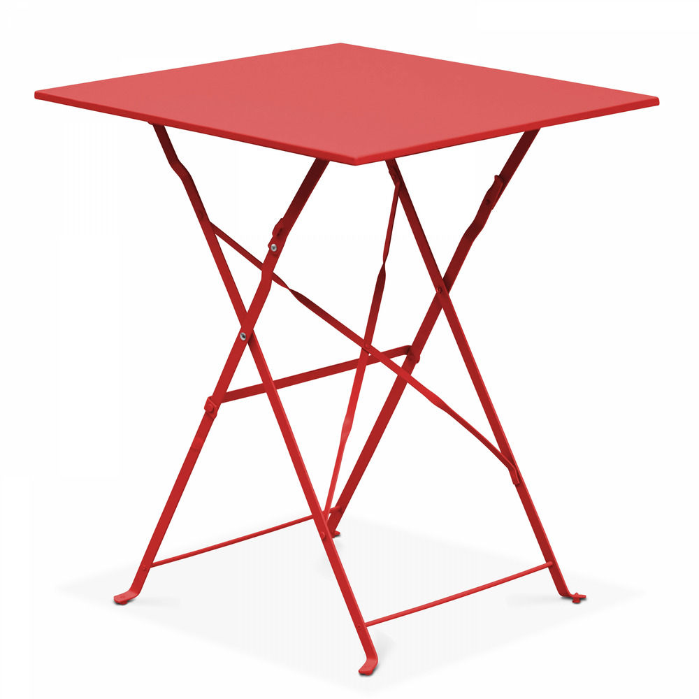 Table de jardin pliante bistrot en acier rouge