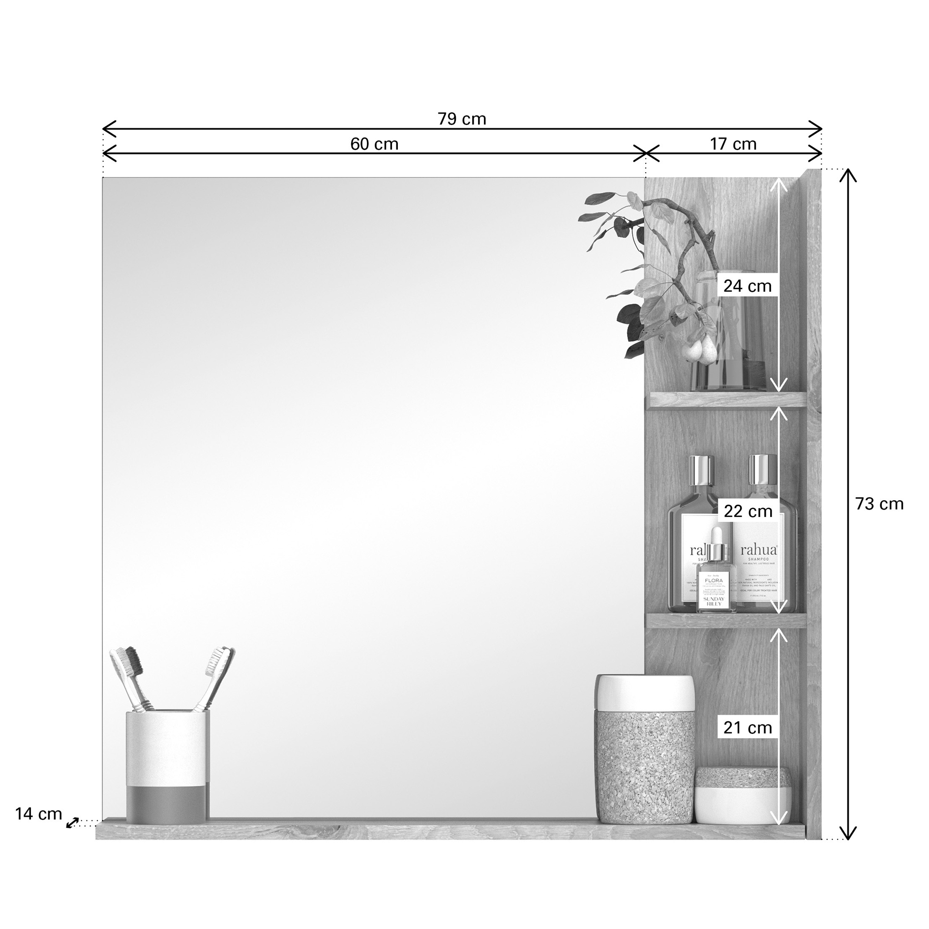 Spiegel MASON - Nox Oak - 79x73 cm