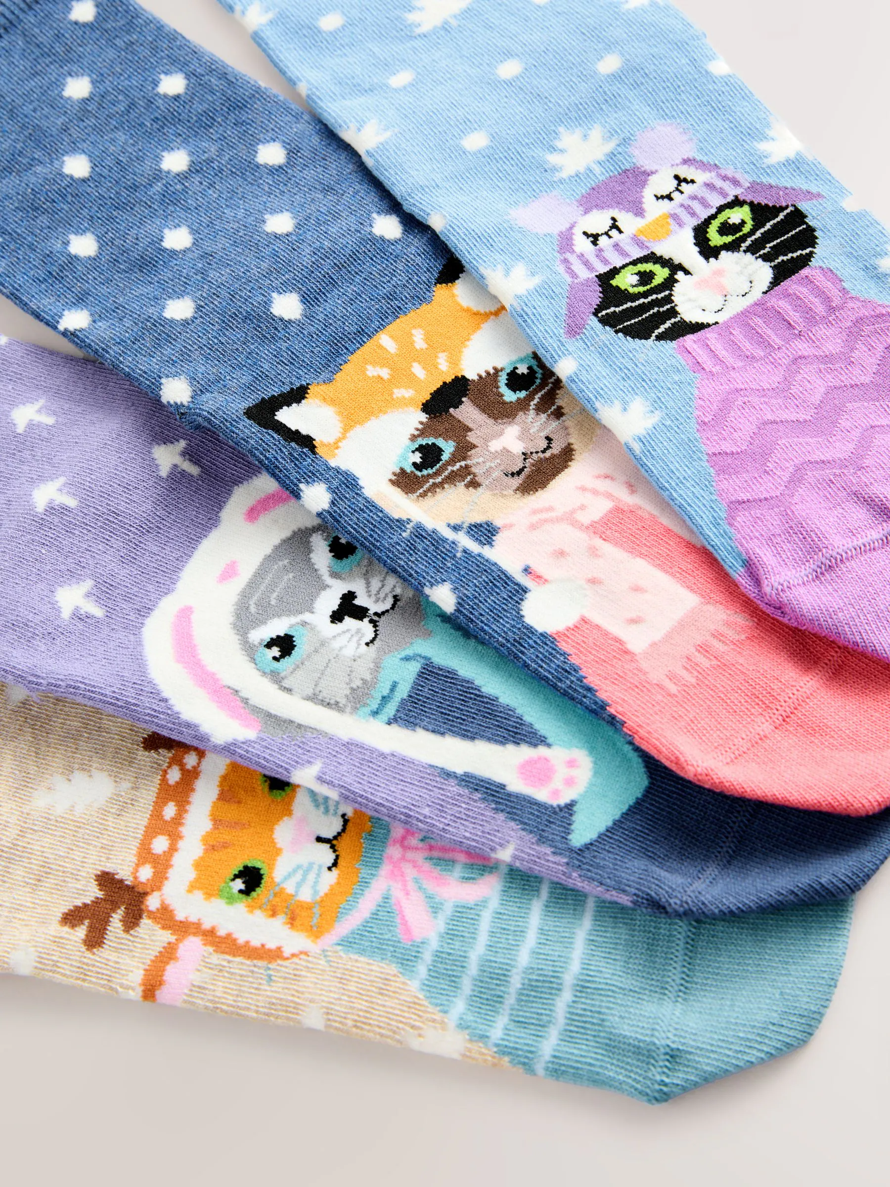 Winterkatten - Set van 4 paar enkelsokken