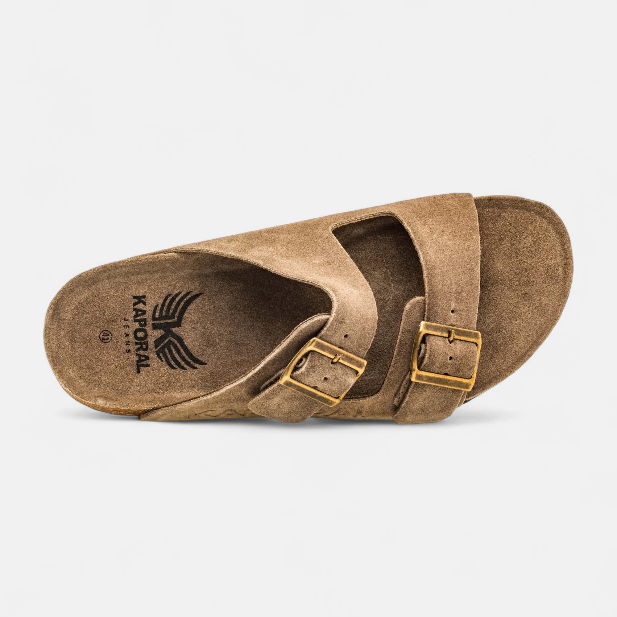 Mules semelle liège Homme en cuir beige