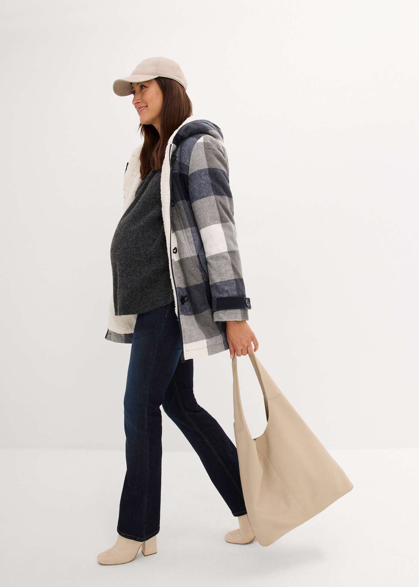 bonprix Umstandsjacke »Woll-Umstandsjacke mit Teddyfutter / Tragejacke« mit Kapuze mit Teddyfutter, mit Kapuze, mit herausnehmbarem Baby-Einsatz, bequem