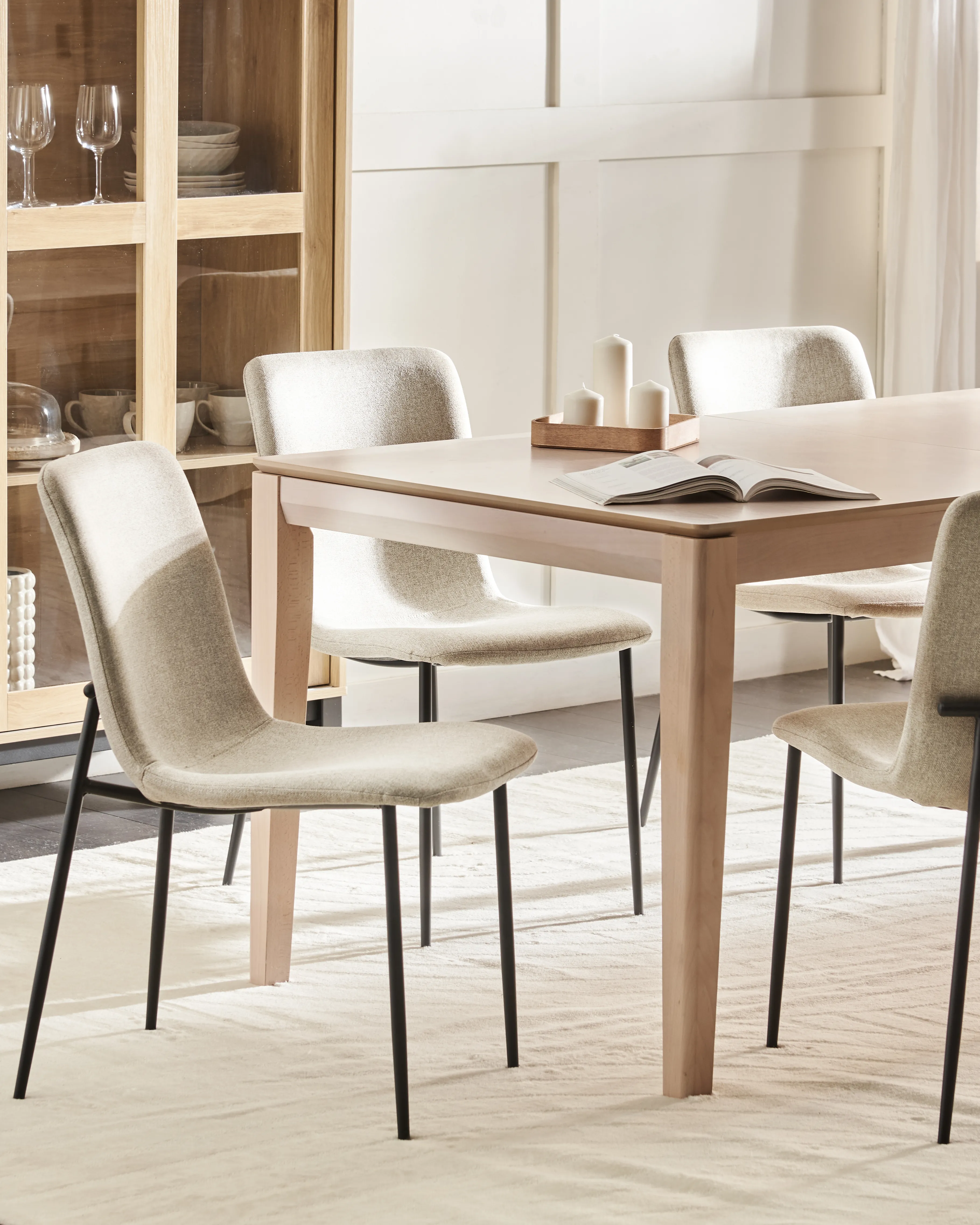 Set van 4 eetkamerstoelen GLENDIVE Lichtbeige