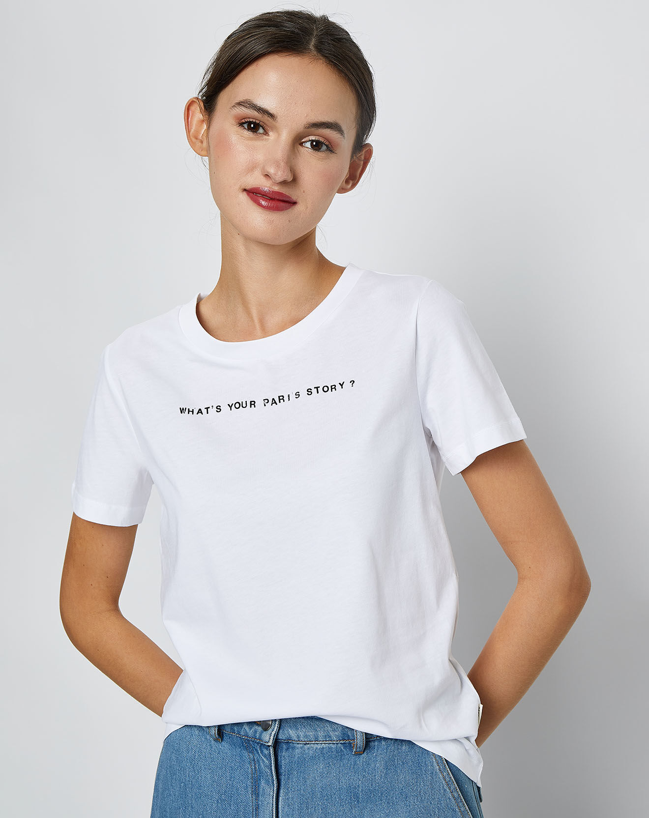 Marc O'Polo T-Shirt en Coton inscription Paris blanc