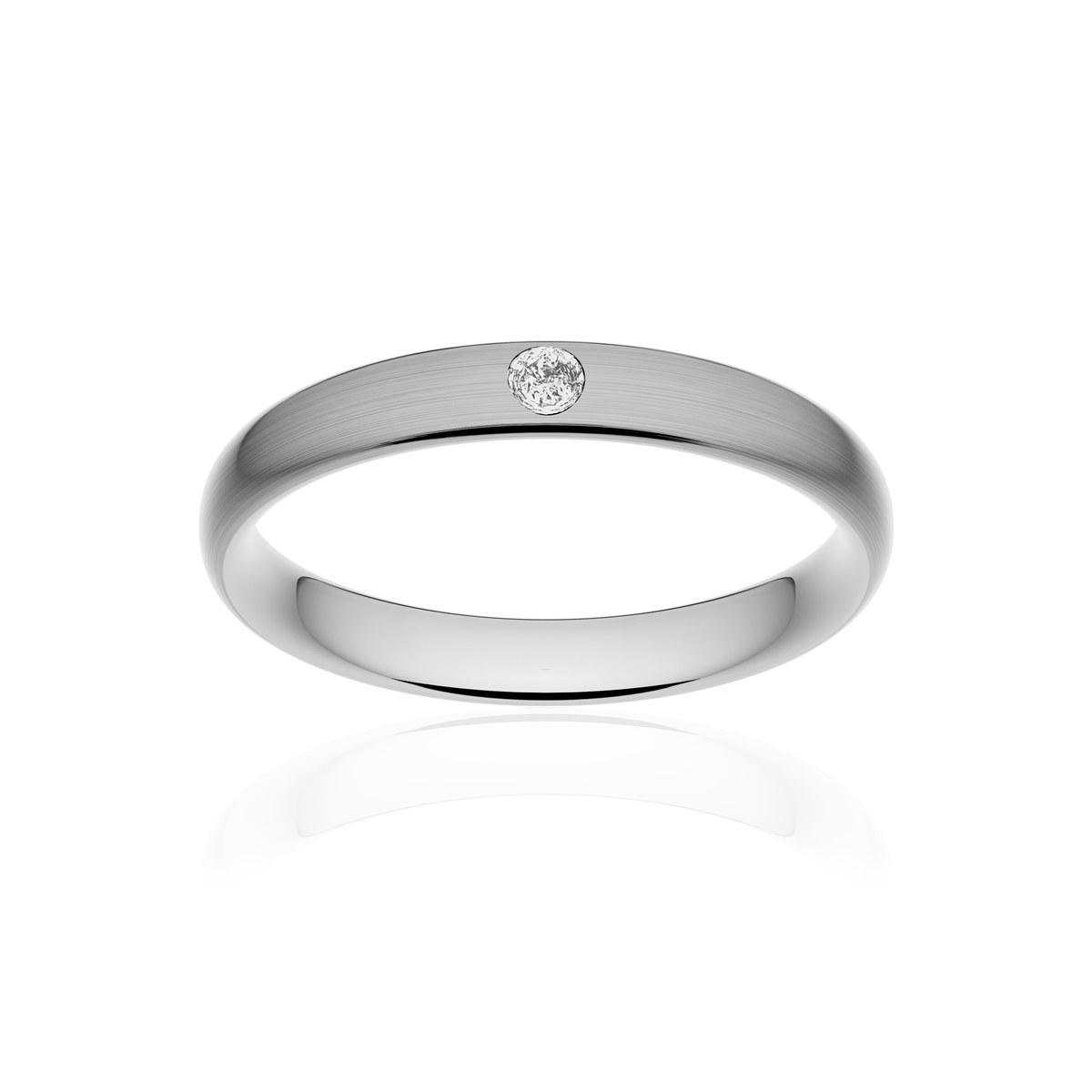 Alliance or 375 blanc brossé ruban confort 3,5mm diamant brillant