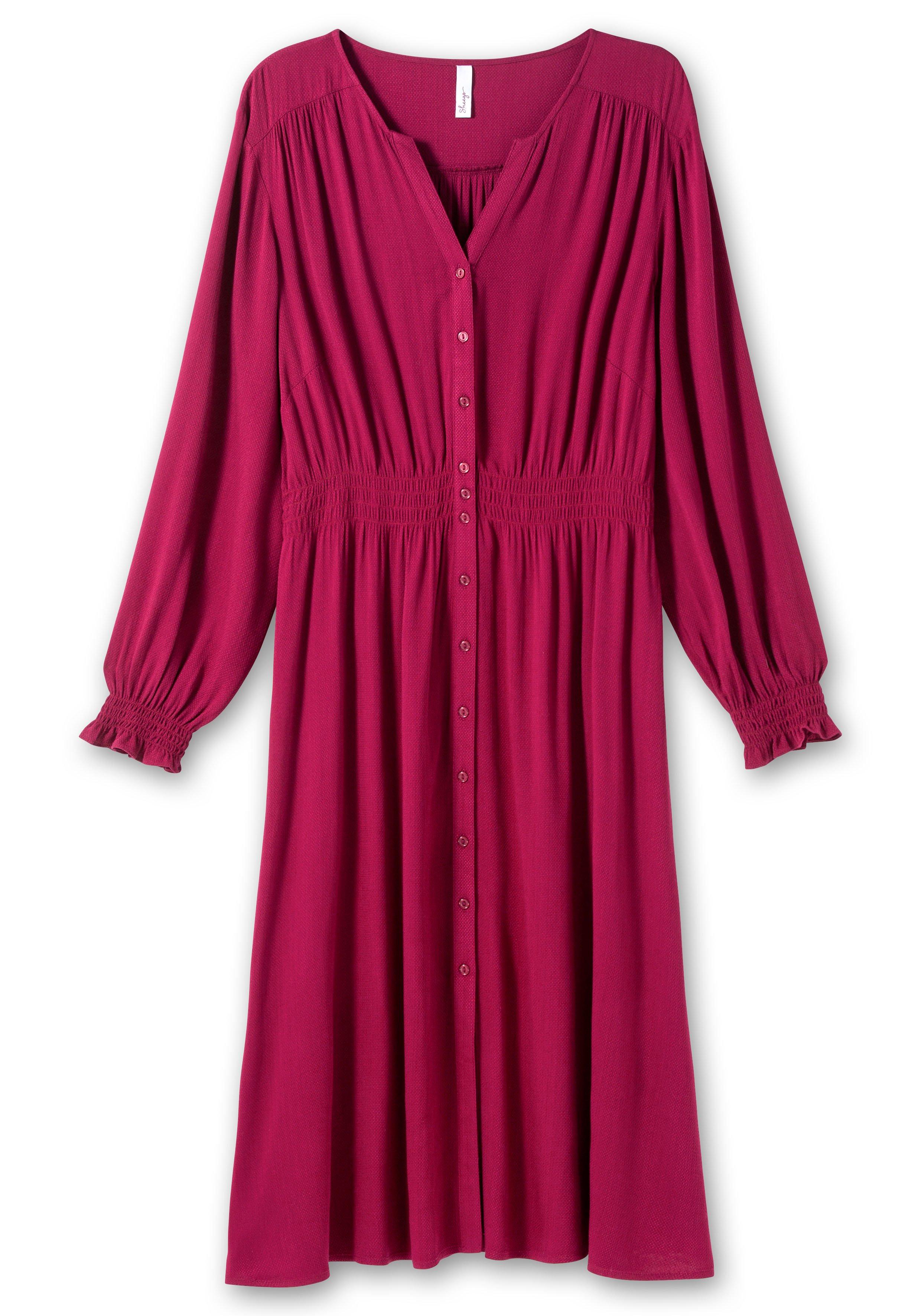 Midikleid mit Smok-Details, aus Viskose