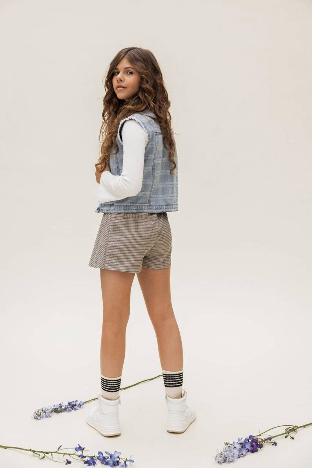 LOOXS geruite skort grijs/zwart