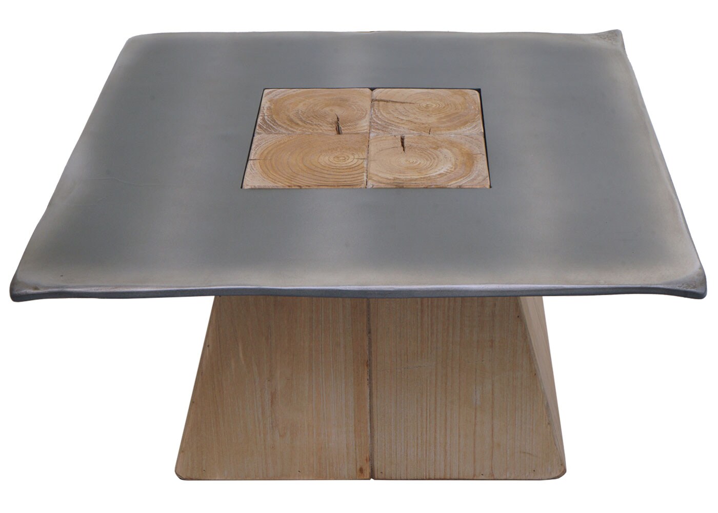 Couchtisch MCW-L76, Wohnzimmertisch Beistelltisch, Industrial Massiv-Holz MVG, 60x60cm natur mit Metall-Optik