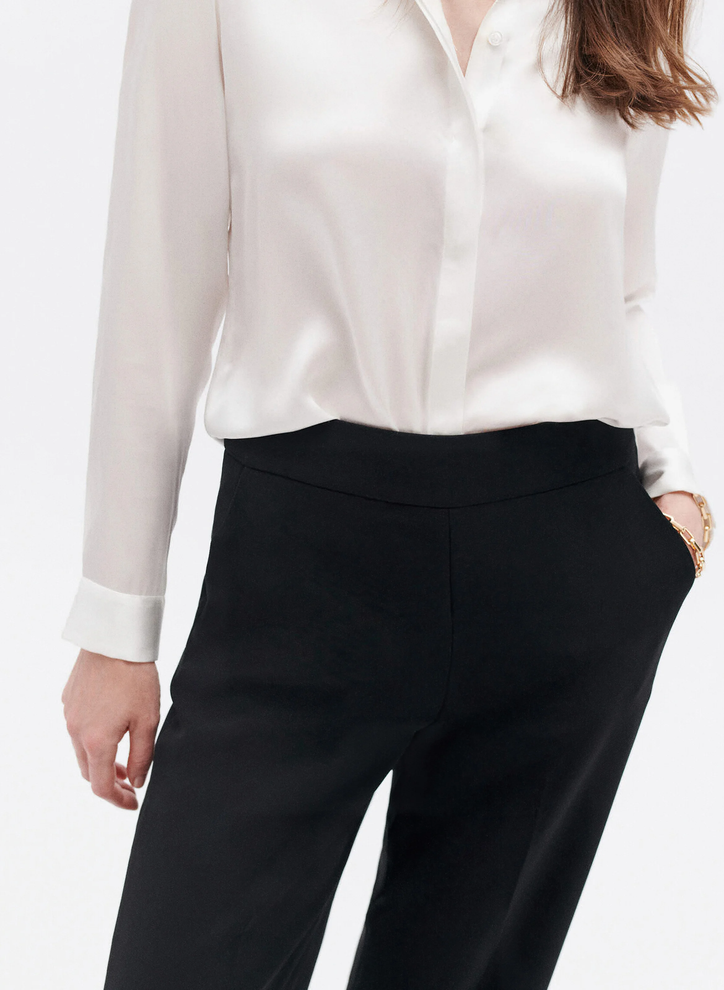 CJAMIE1 - Chemise col classique en soie | Beige