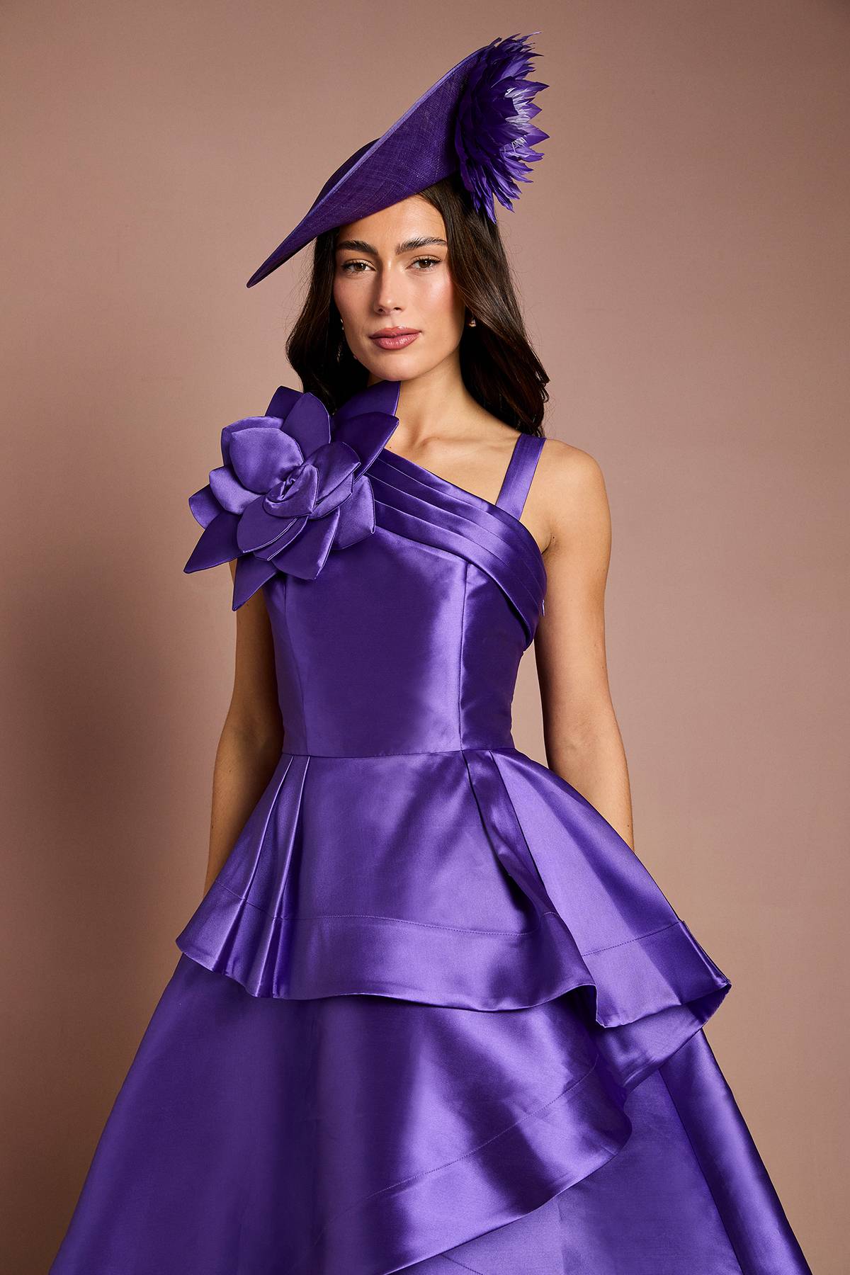 Coast Robe Midi En Sergé À Une Épaule Avec Corsage 3D Lisa Tan