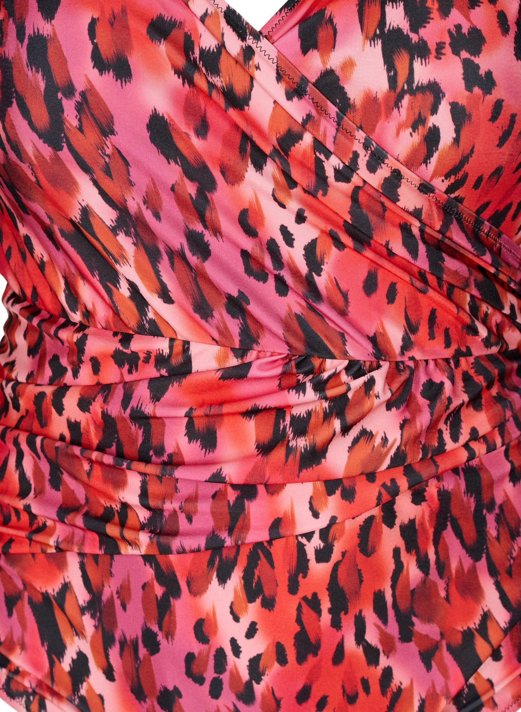 Badedragt med print og wrapeffekt