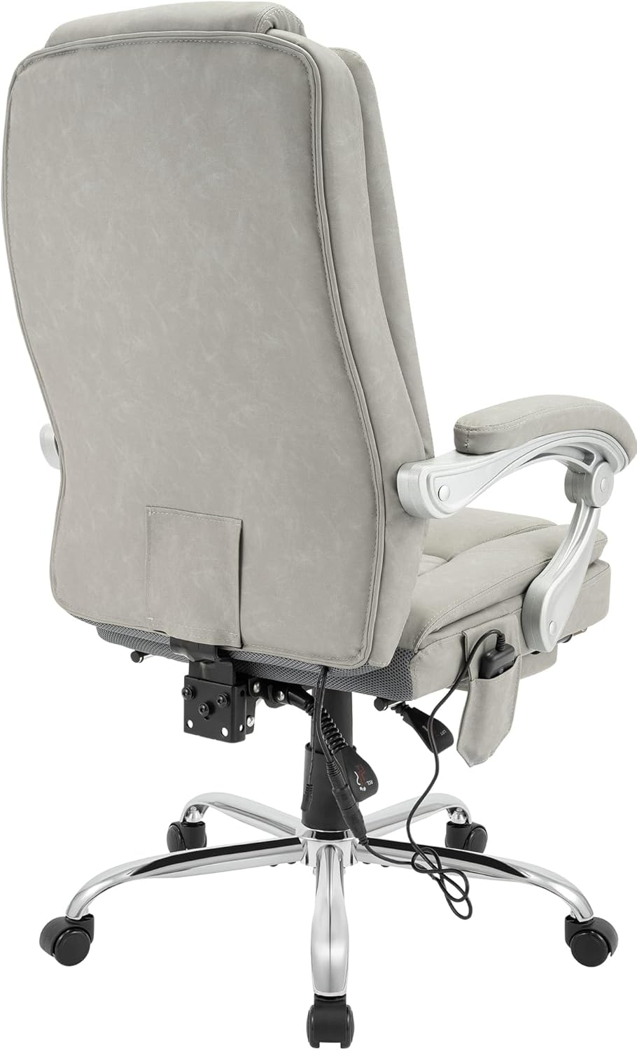 CLP Bürostuhl ergonomisch mit Massagefunktion Rubia, Schreibtischstuhl mit Heizfunktion und Fußablage, Drehstuhl höhenverstellbar bis 150 kg, Farbe:grau