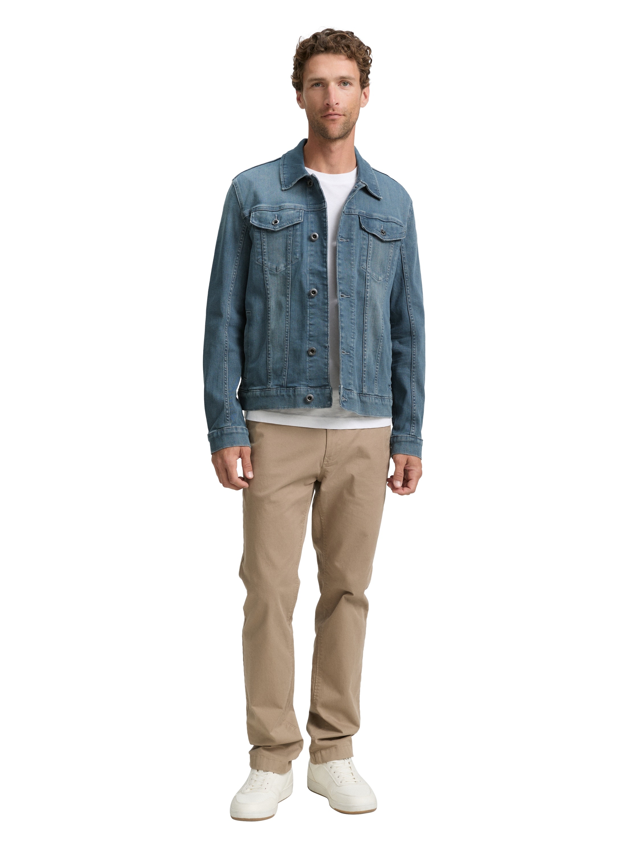 TOM TAILOR Jeansjacke ohne Kapuze mit Knopfleiste und Stretch-Anteil