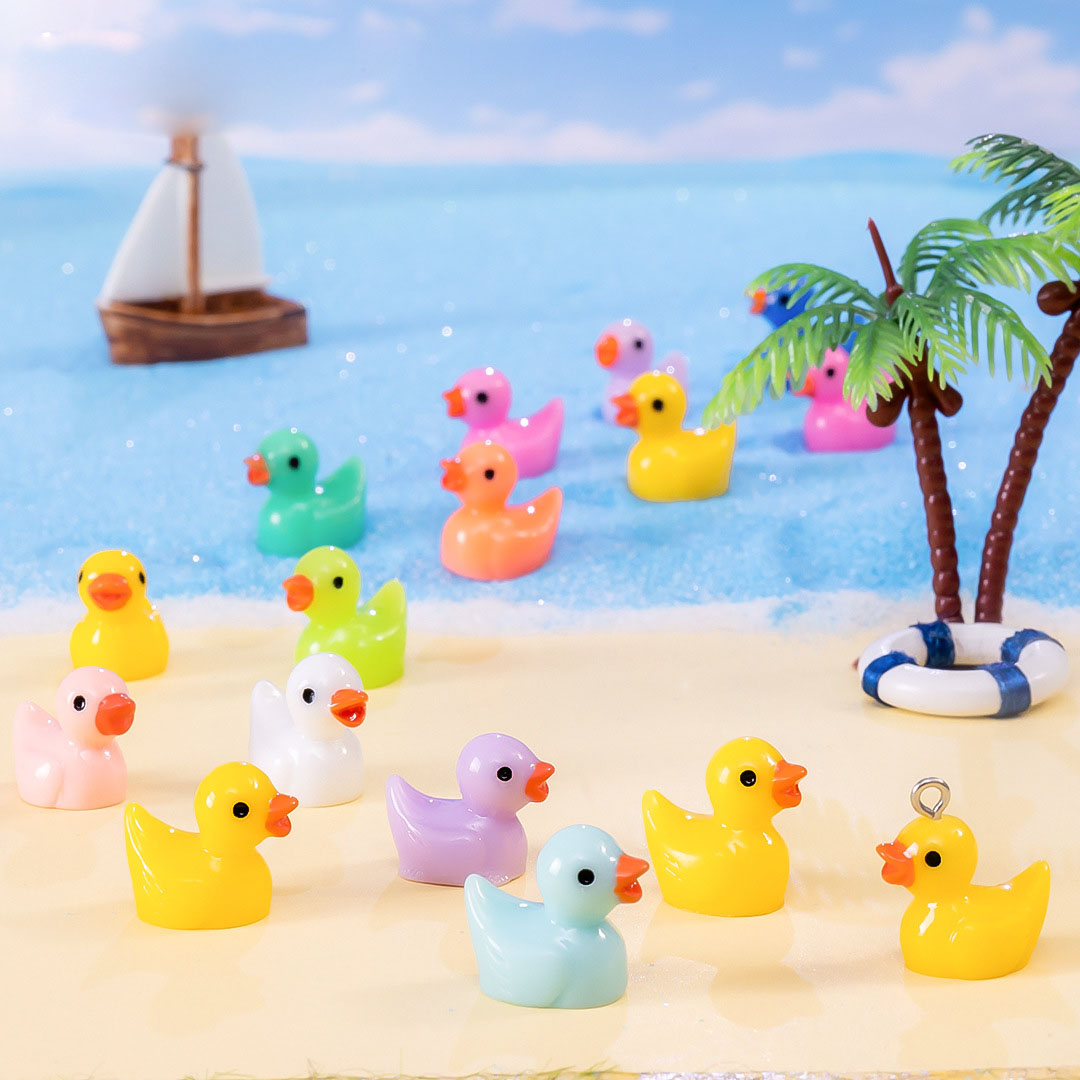 (20er Set) 17mm Miniatur Enten Figuren Garten Deko Bastel Zubehör Mini Entchen - Assortiert