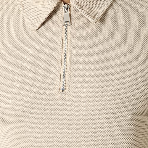 Polo Manches Courtes Col Zippé Beige