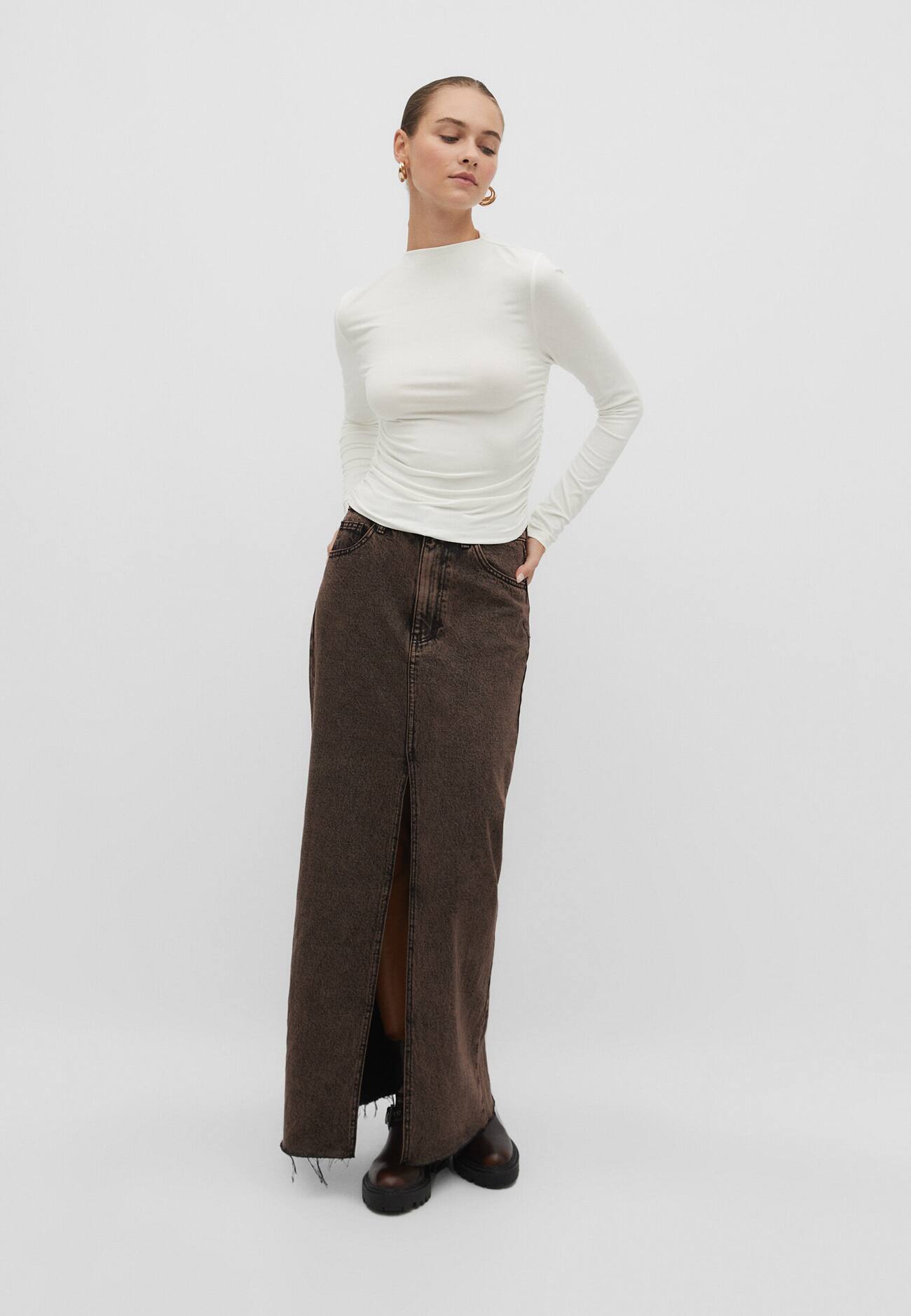 Camiseta de viscose com pregas