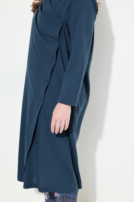 Longbluse, Wickeloptik, Kelchkragen, Langarm