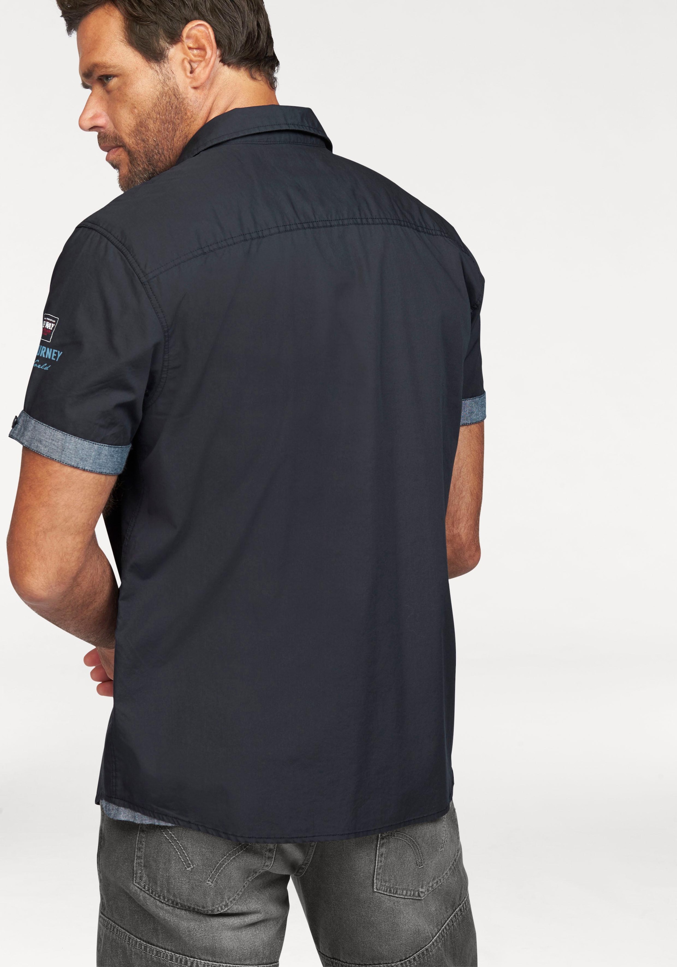 Man's World Kurzarmhemd , mit Print und Aufnähern