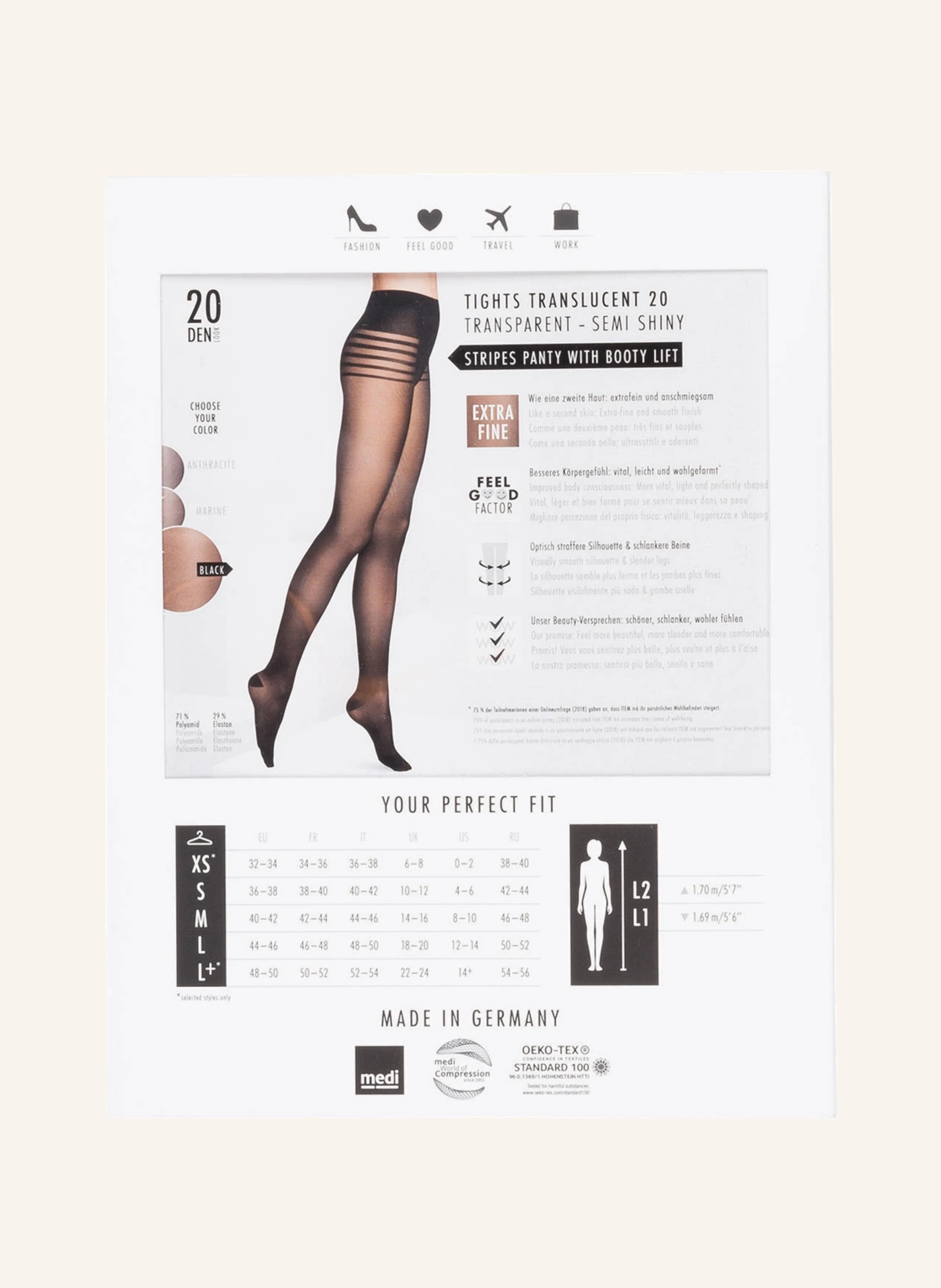 ITEM m6 Feinstrumpfhose TRANSLUCENT 20 DEN STRIPE