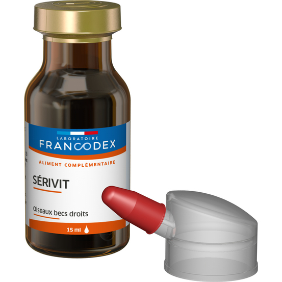 Aliment complémentaire Serivit pour oiseau à bec droit : 15ml