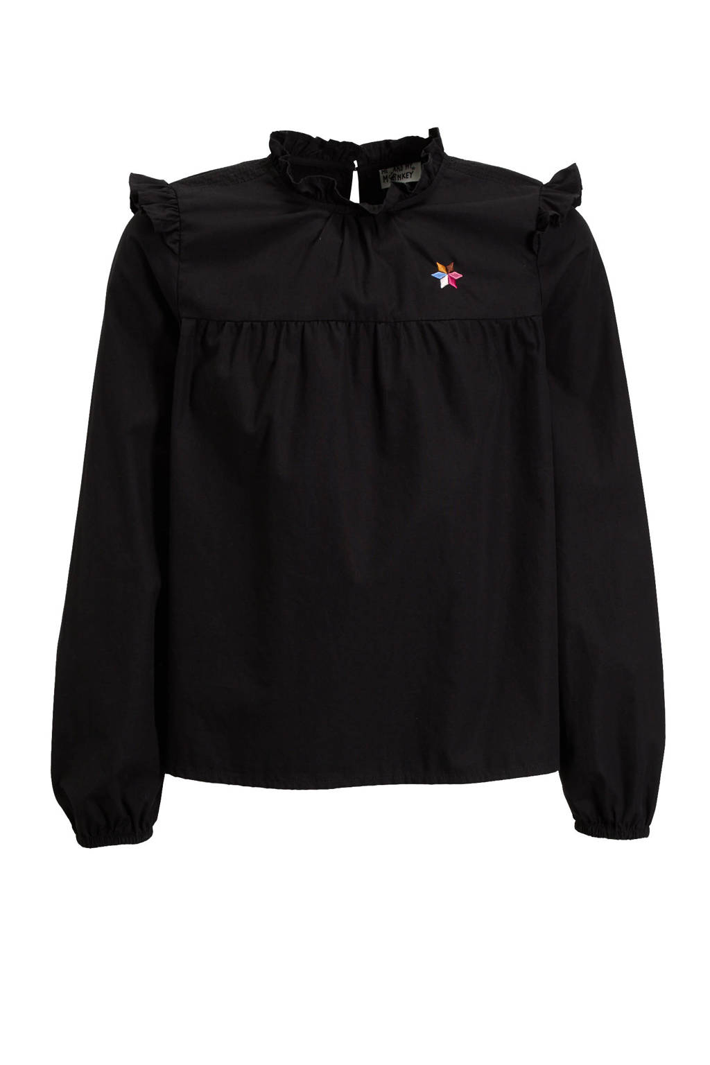 Me & My Monkey Top Roanne met borduursel zwart