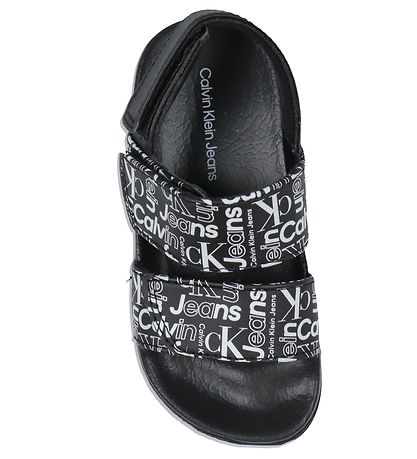 Calvin Klein Badesandalen - Klettband - Schwarz m. Weiß