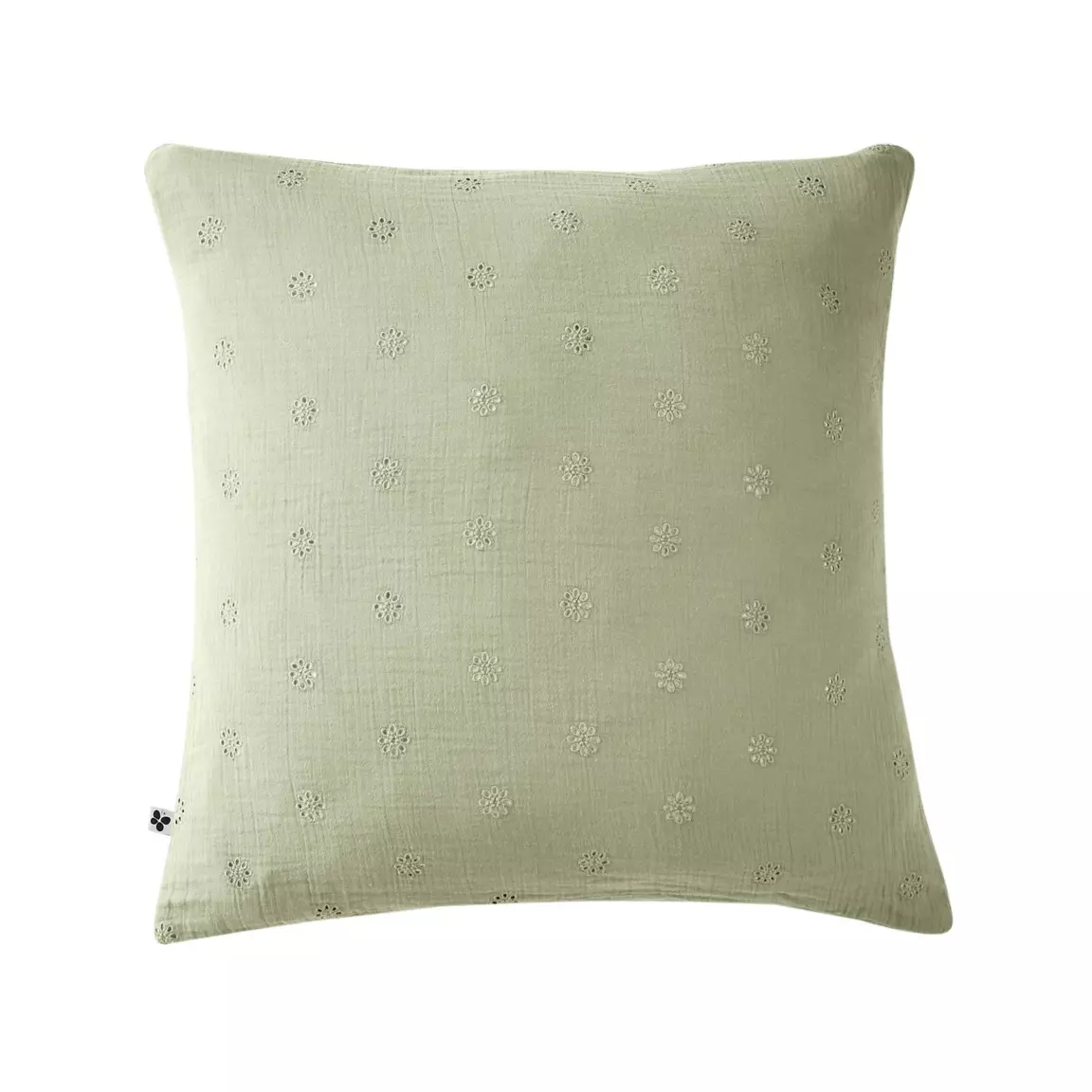 Taie d'oreiller carrée gaze de coton (60 x 60 cm) Gaïa Boho Vert tilleul