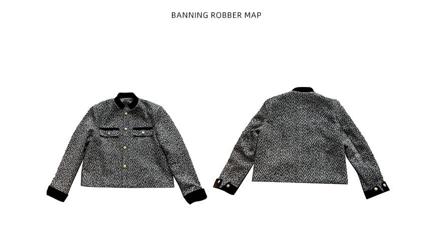 Freehop - Tweed cropped jack met opstaande kraag en rits