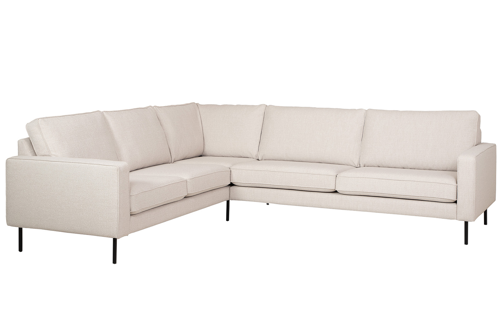 Westin hjørnesofa 23-seter hjørnesofa. I bouclétekstil Honor A3R1 Beige med sorte ben.