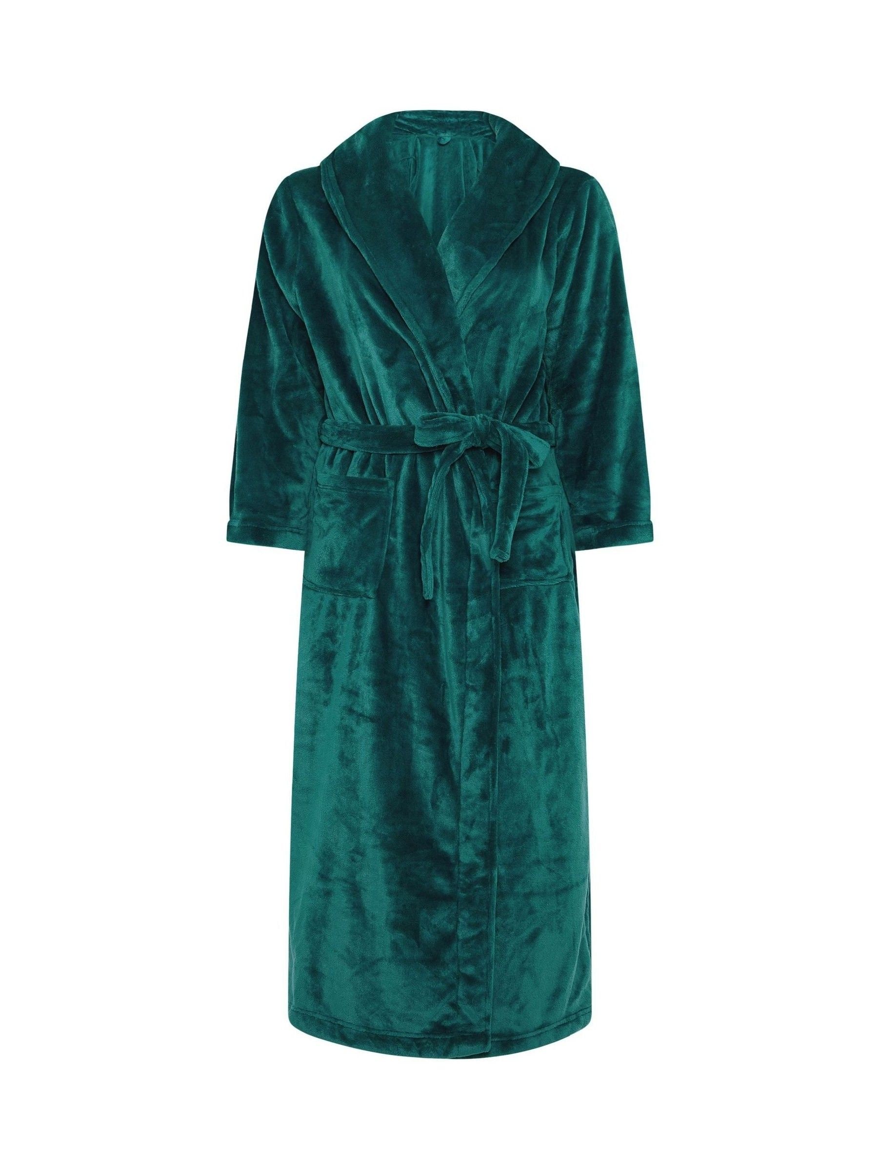 Groen - Yours Curve Super Luxe Maxi-badjas met sjaalkraag
