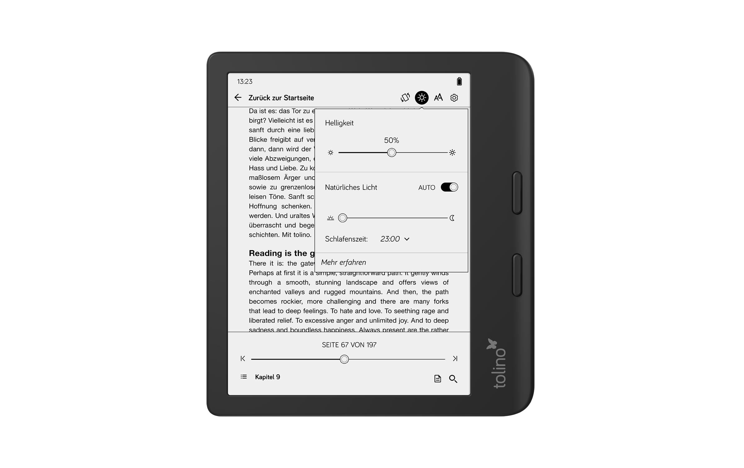 E-Book Reader Tolino vision color<br>7-Zoll-E-Book-Reader mit integrierter Beleuchtung mit smartLight
