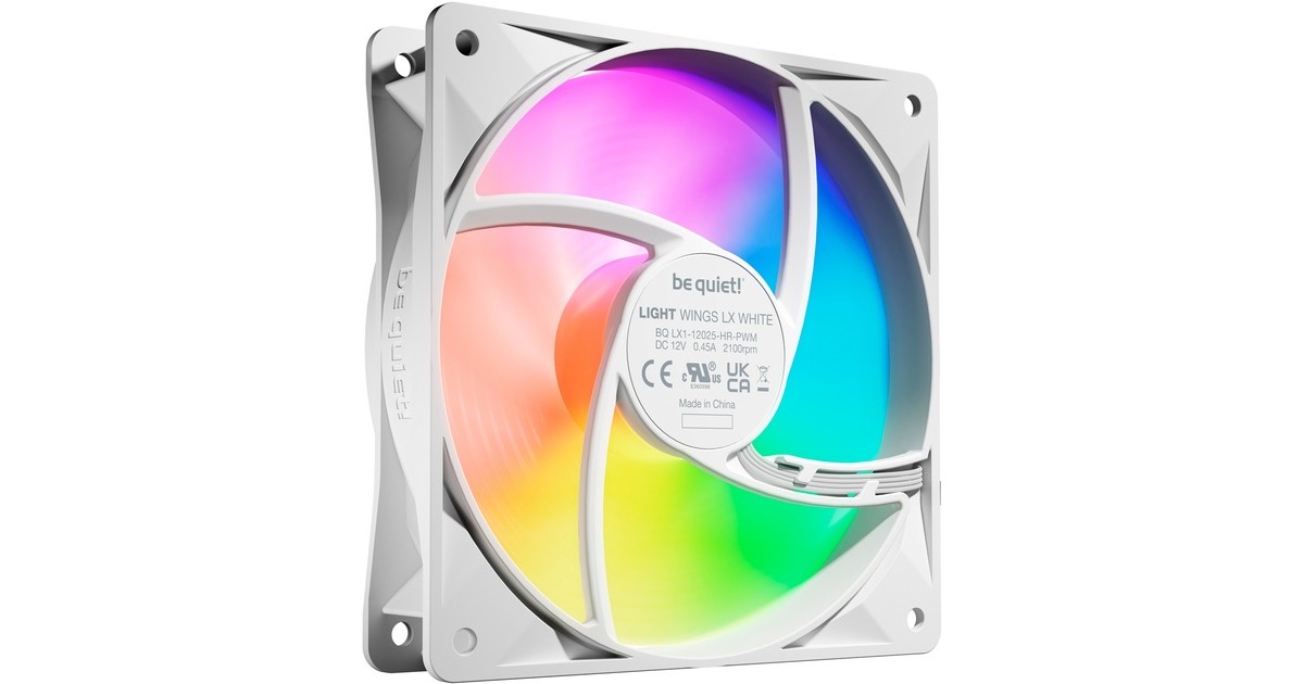be quiet!Light Wings LX PWM high-speed RGB case fans  (Wit, 3 stuks, 120 x 120 x 25 mm)