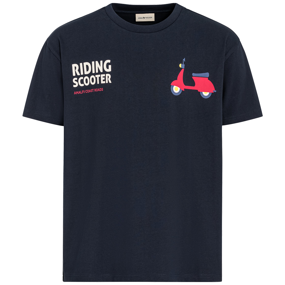 Jonas Nielsen Herren T-Shirt mit Scooter-Print dunkelblau