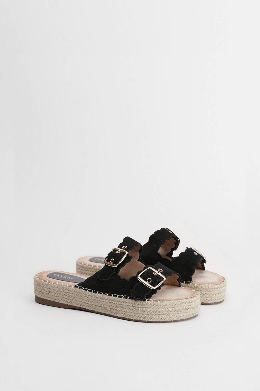 Oasis Sandales Bridget À Semelle Anatomique Avec Détails Festonnés En Synthétique Et Boucle