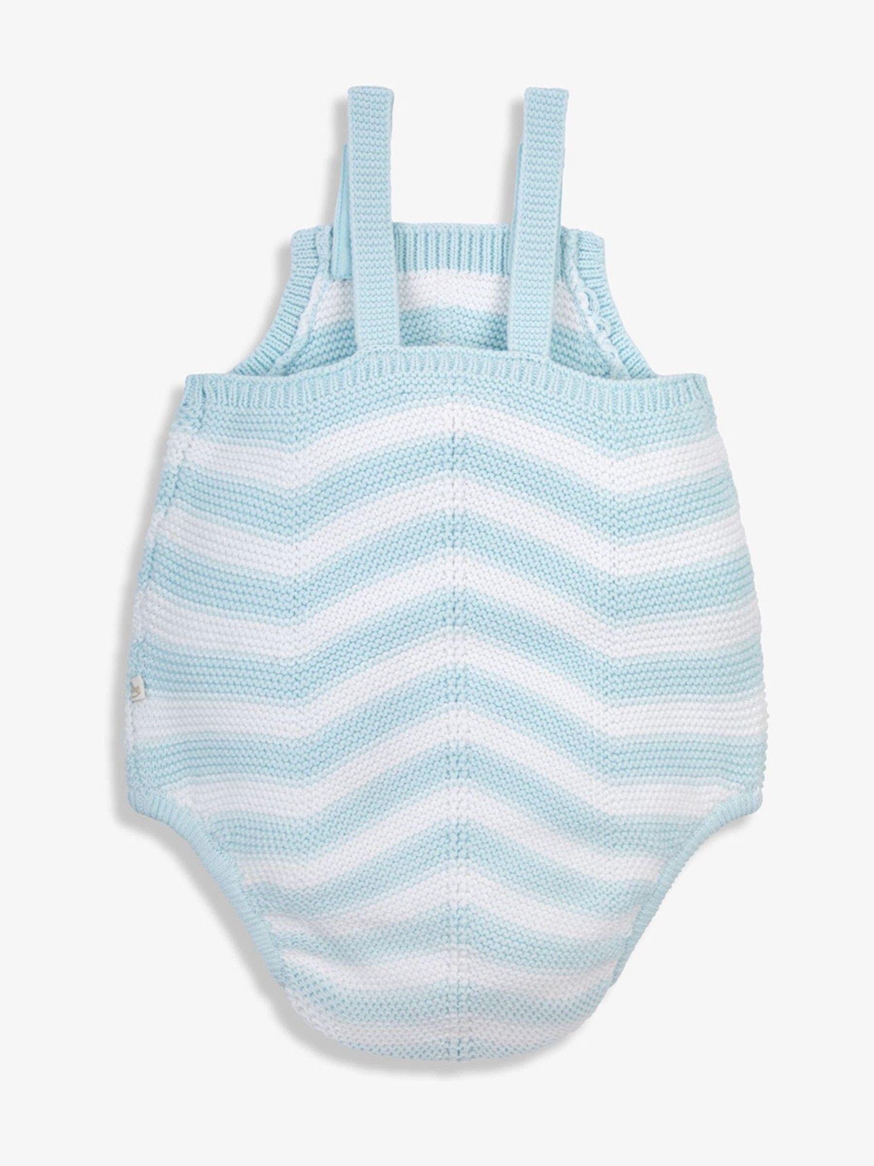 Blauw - The Little Tailor Baby Chevron Design Knitted 100% Cotton Romper