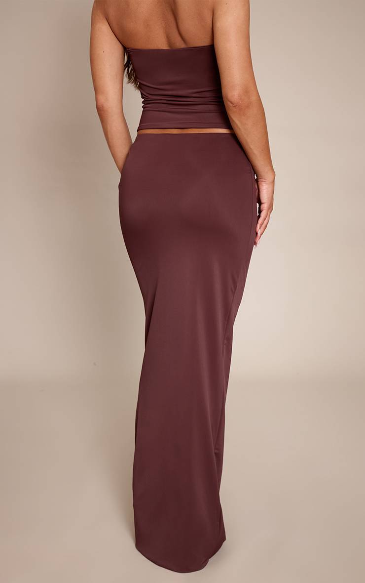Chocolat Jupe Longue Froncée À Barre En V En Matte Sculptant