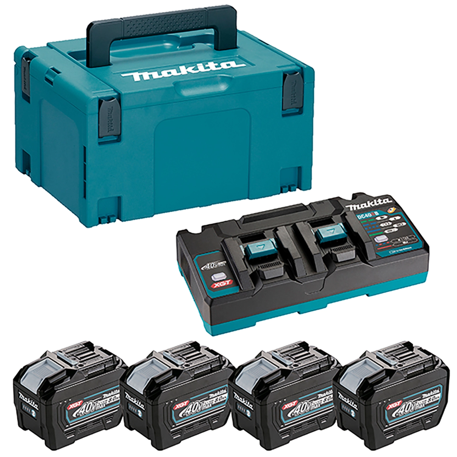 Makita 1910A8-3 40V XGT Li-ion accu starterset (4x 8.0Ah)   duolader in Mbox